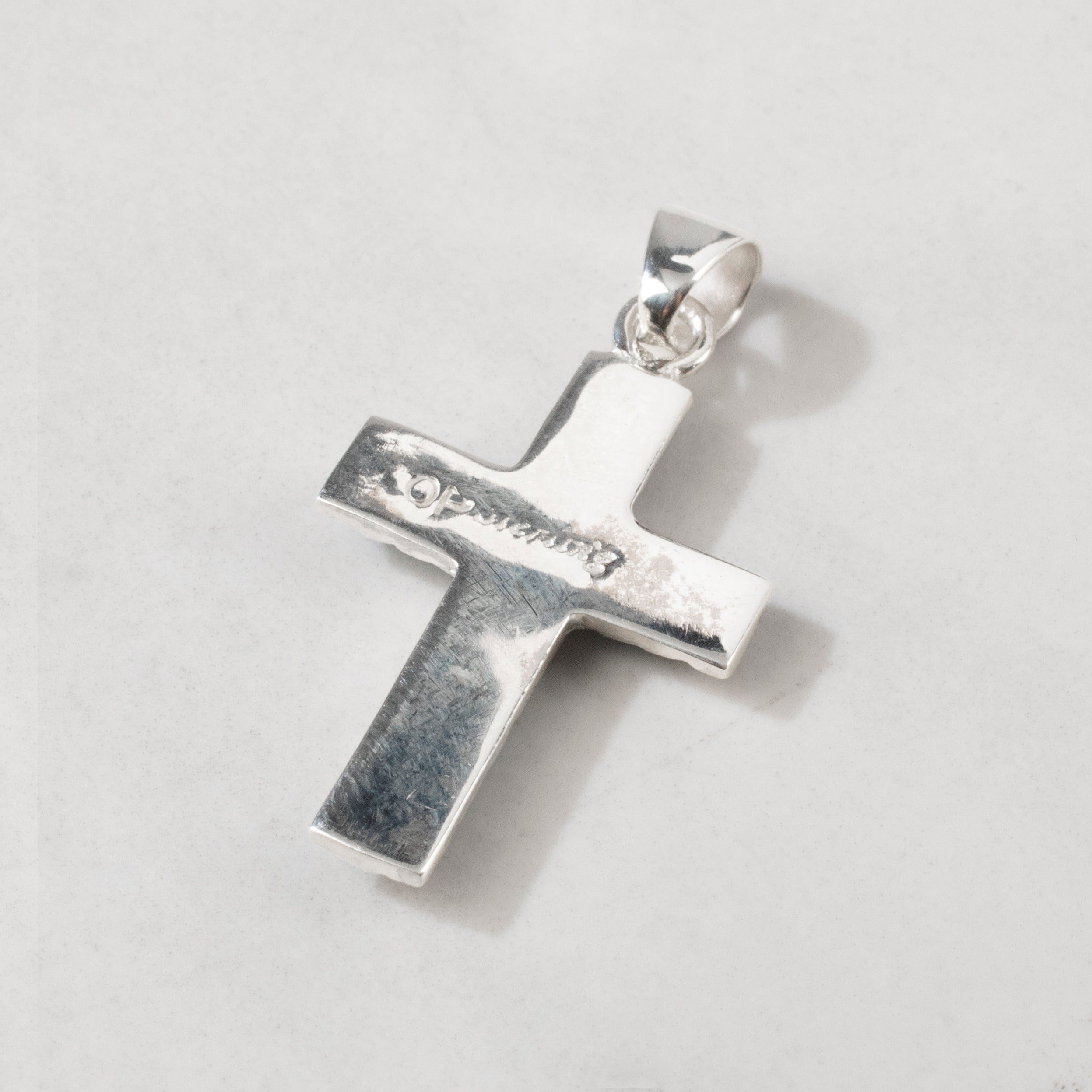 Kalifano Southwest Silver Jewelry Turquoise Cross 925 Sterling Silver USA Handmade Pendant with Opal Accent NMN.2054S.TQ