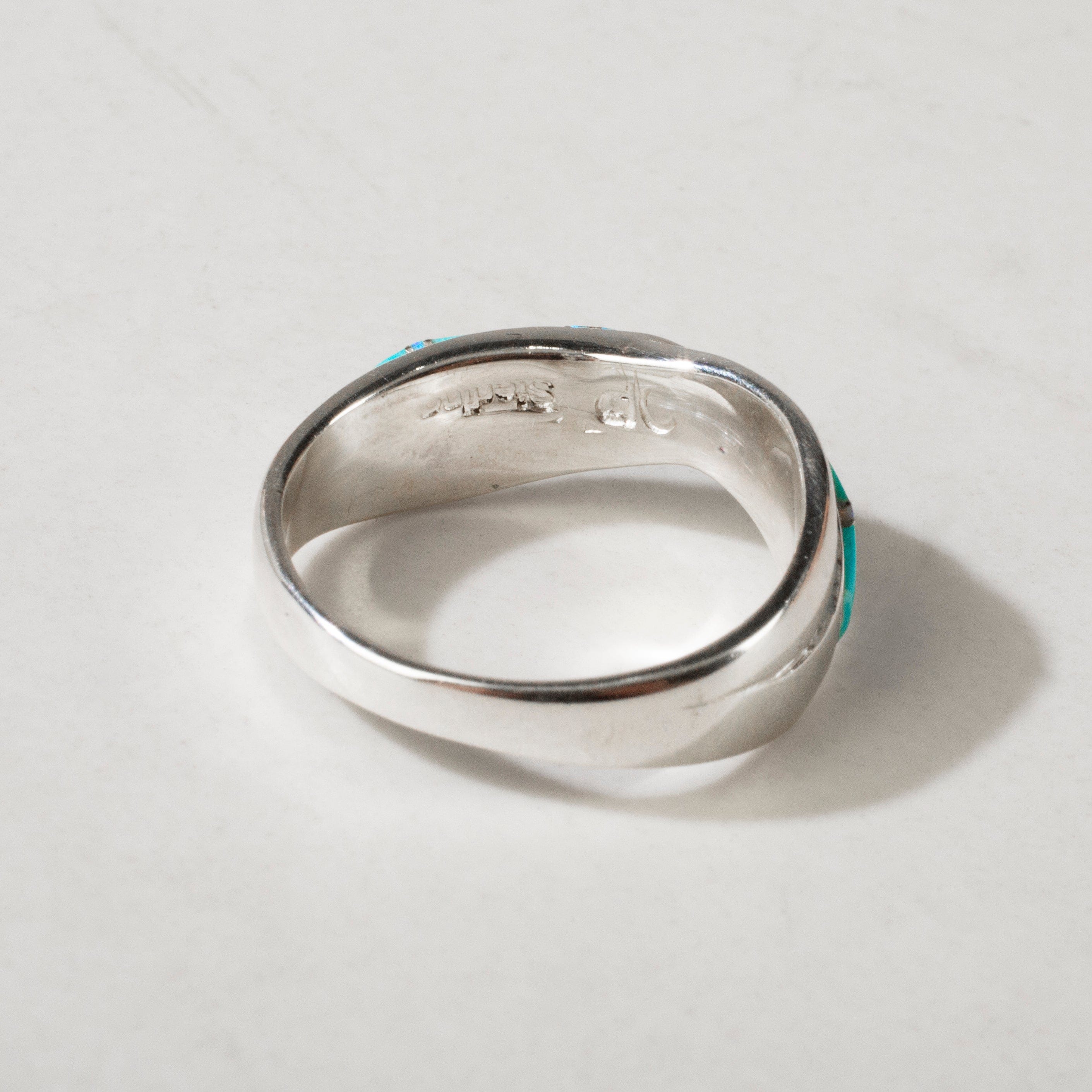 Kalifano Southwest Silver Jewelry Turquoise Crossover 925 Sterling Silver Ring USA Handmade with Laboratory Opal Accent