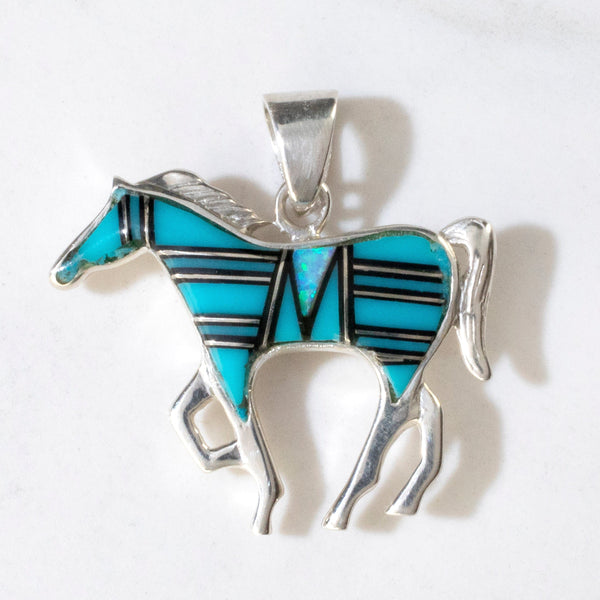 KALIFANO | Turquoise Horse USA Handmade 925 Sterling Silver Pendant
