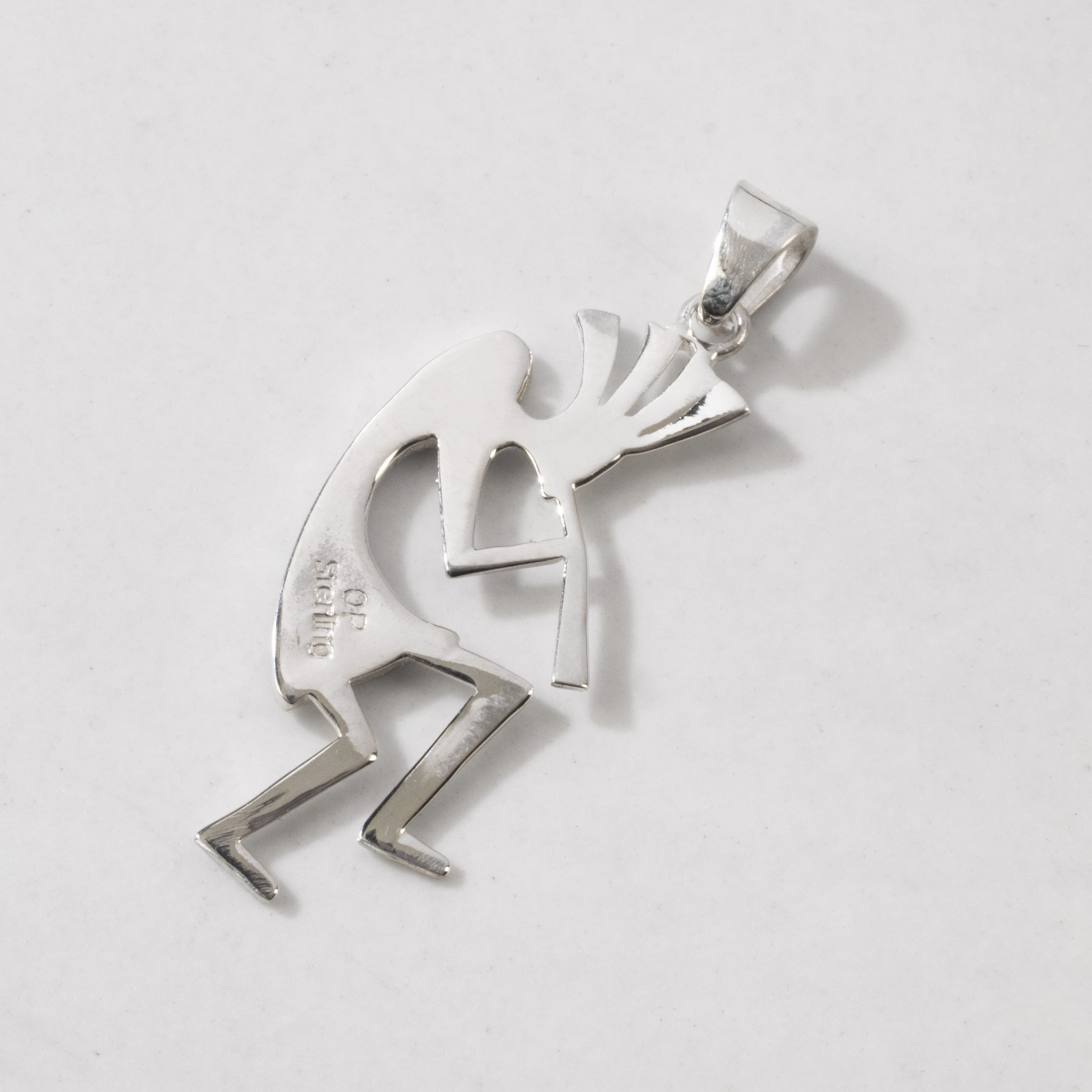 Kalifano Southwest Silver Jewelry Turquoise Kokopelli 925 Sterling Silver Pendant USA Handmade with Opal Accent NMN.2155.TQ