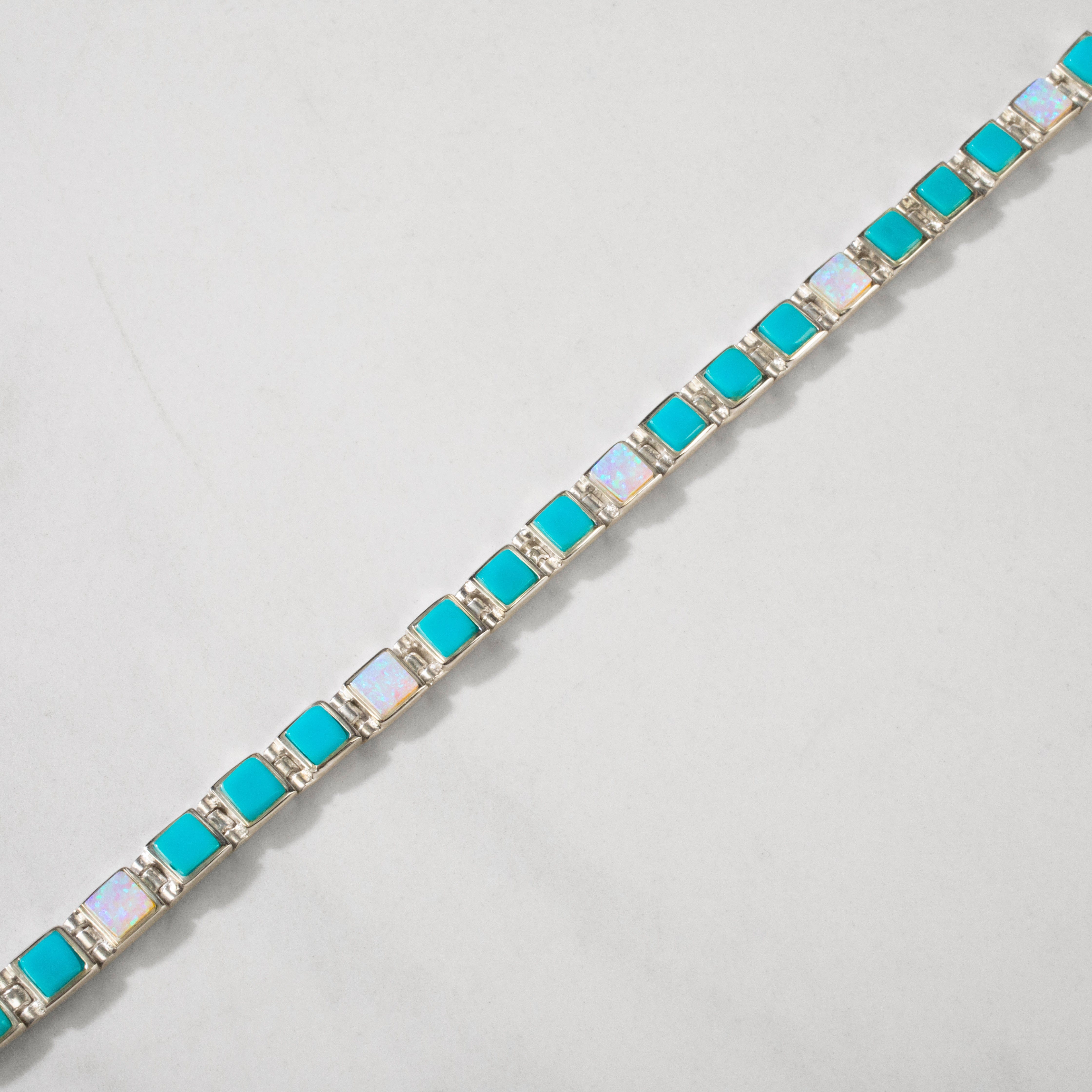 Kalifano Southwest Silver Jewelry Turquoise Square 925 Sterling Silver Bracelet NMB.0213.TQ
