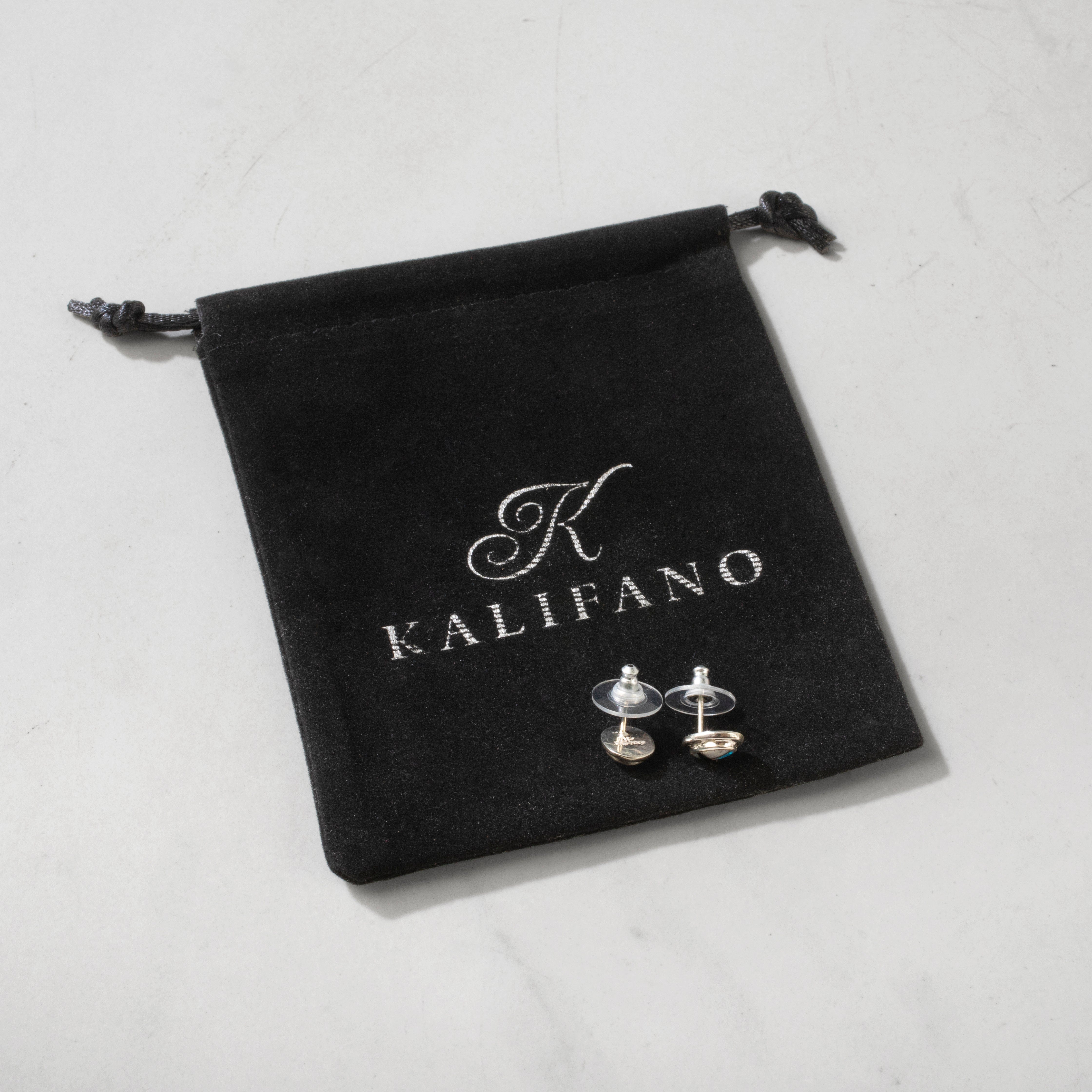 Kalifano Southwest Silver Jewelry White Buffalo Oval 925 Sterling Silver USA Handmade Earring with Stud Backing NME.0381.WB