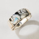 White Buffalo Turquoise 925 Sterling Silver Ring USA Handmade with Laboratory Opal Accent
