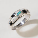 White Buffalo Turquoise 925 Sterling Silver Ring USA Handmade with Laboratory Opal Accent
