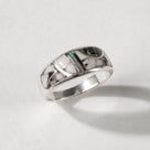 White Buffalo Turquoise 925 Sterling Silver Ring USA Handmade with Laboratory Opal Accent