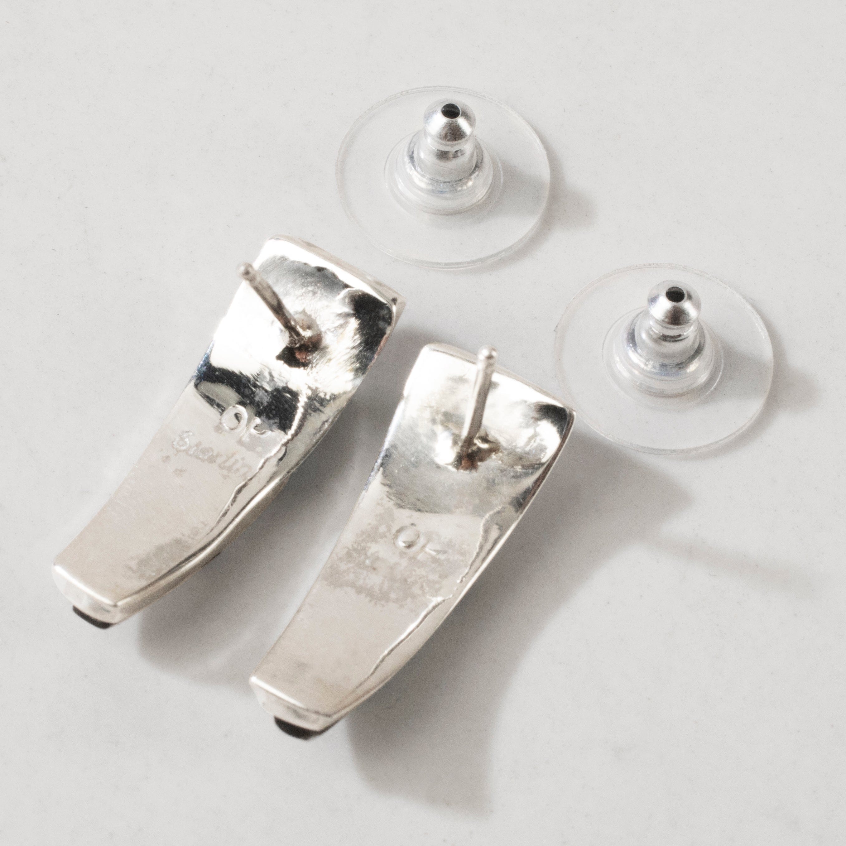 Kalifano Southwest Silver Jewelry White Buffalo Turquoise 925 Sterling Silver USA Handmade Earring with Stud Backing NME.0786.WB