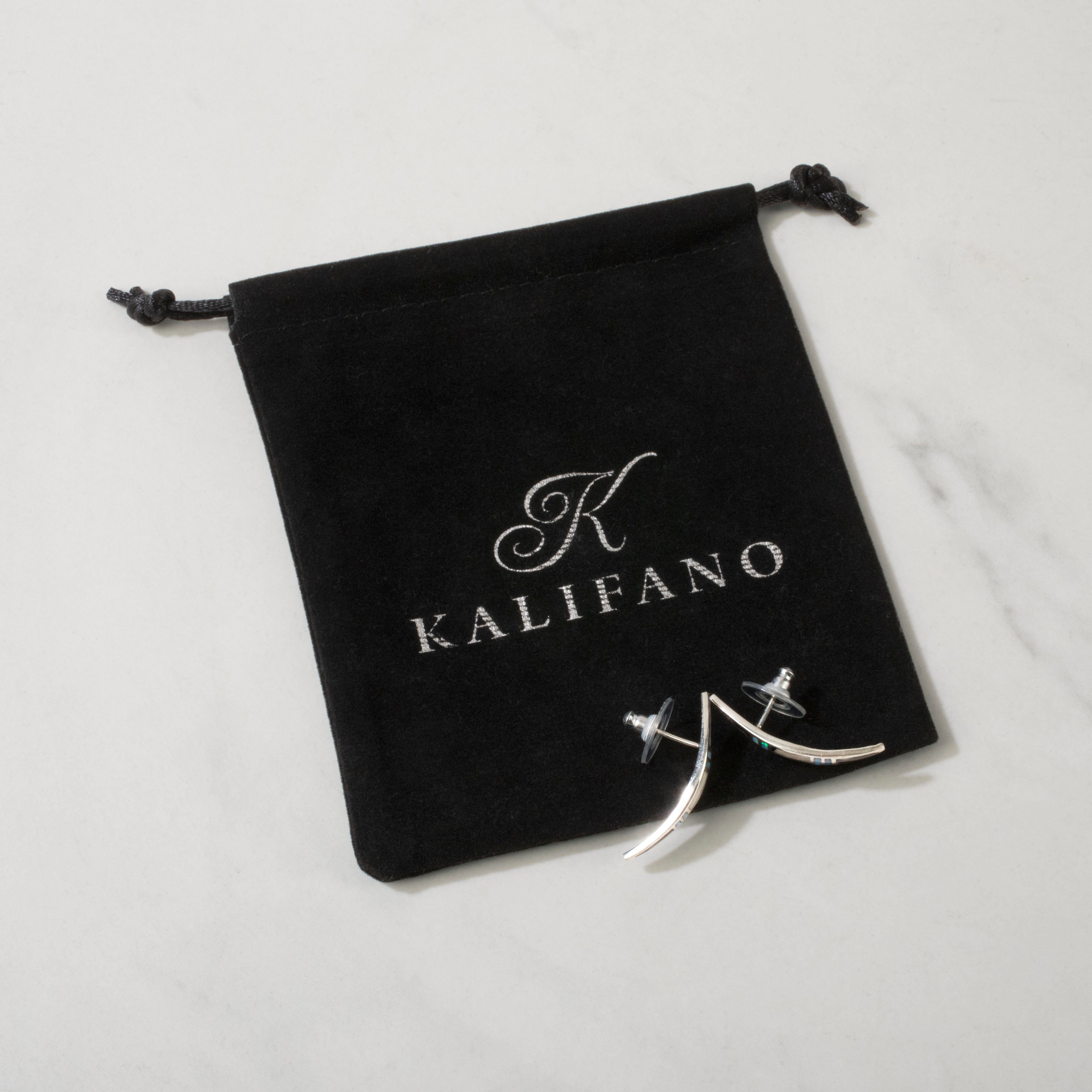 Kalifano Southwest Silver Jewelry White Buffalo Turquoise 925 Sterling Silver USA Handmade Earrings with Stud Backing NME.0666.WB