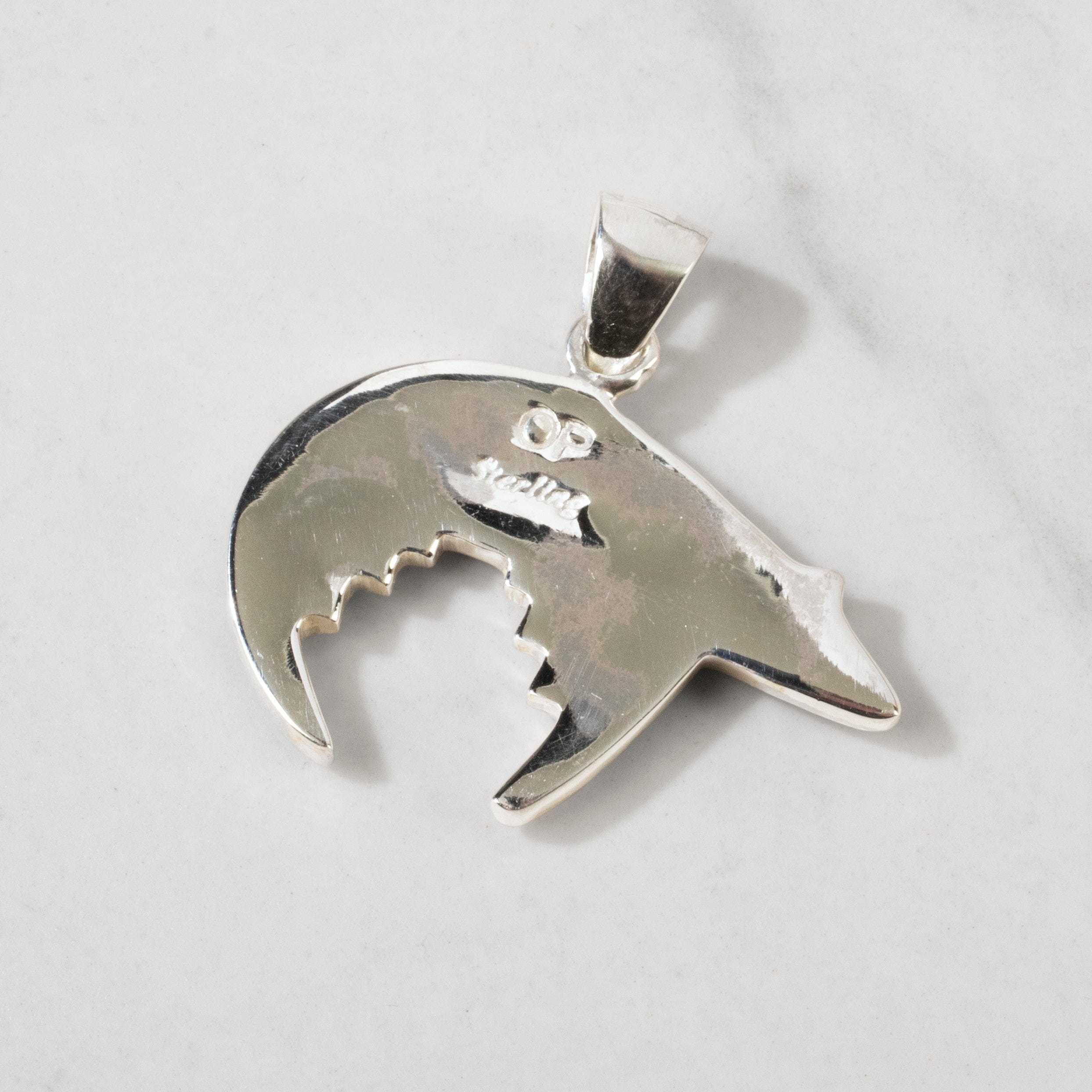 Kalifano Southwest Silver Jewelry White Buffalo Turquoise Bear 925 Sterling Silver USA Handmade Pendant with Opal Accent NMN.0755.WB
