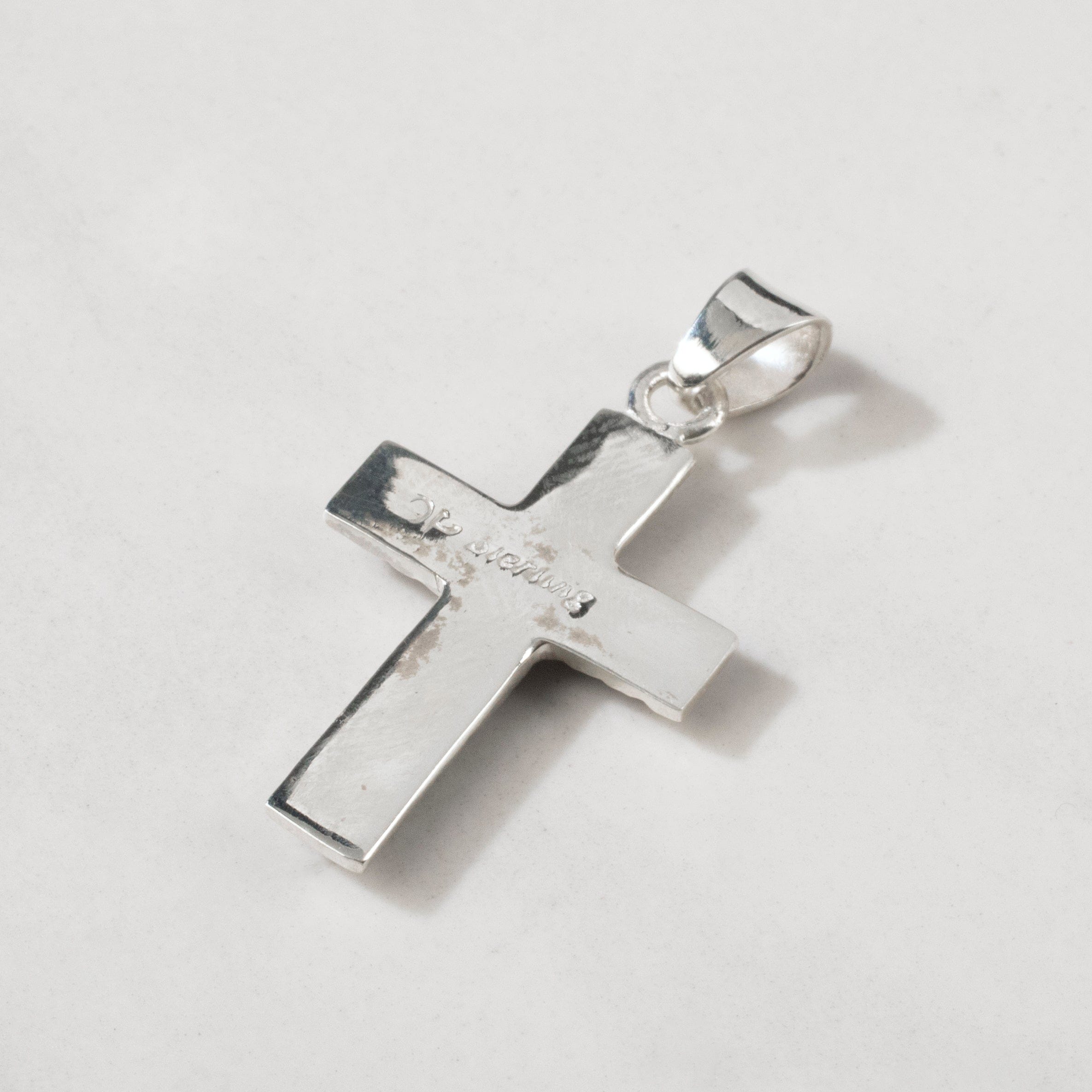 Kalifano Southwest Silver Jewelry White Buffalo Turquoise Cross 925 Sterling Silver USA Handmade Pendant with Opal Accent NMN.2054S.WB