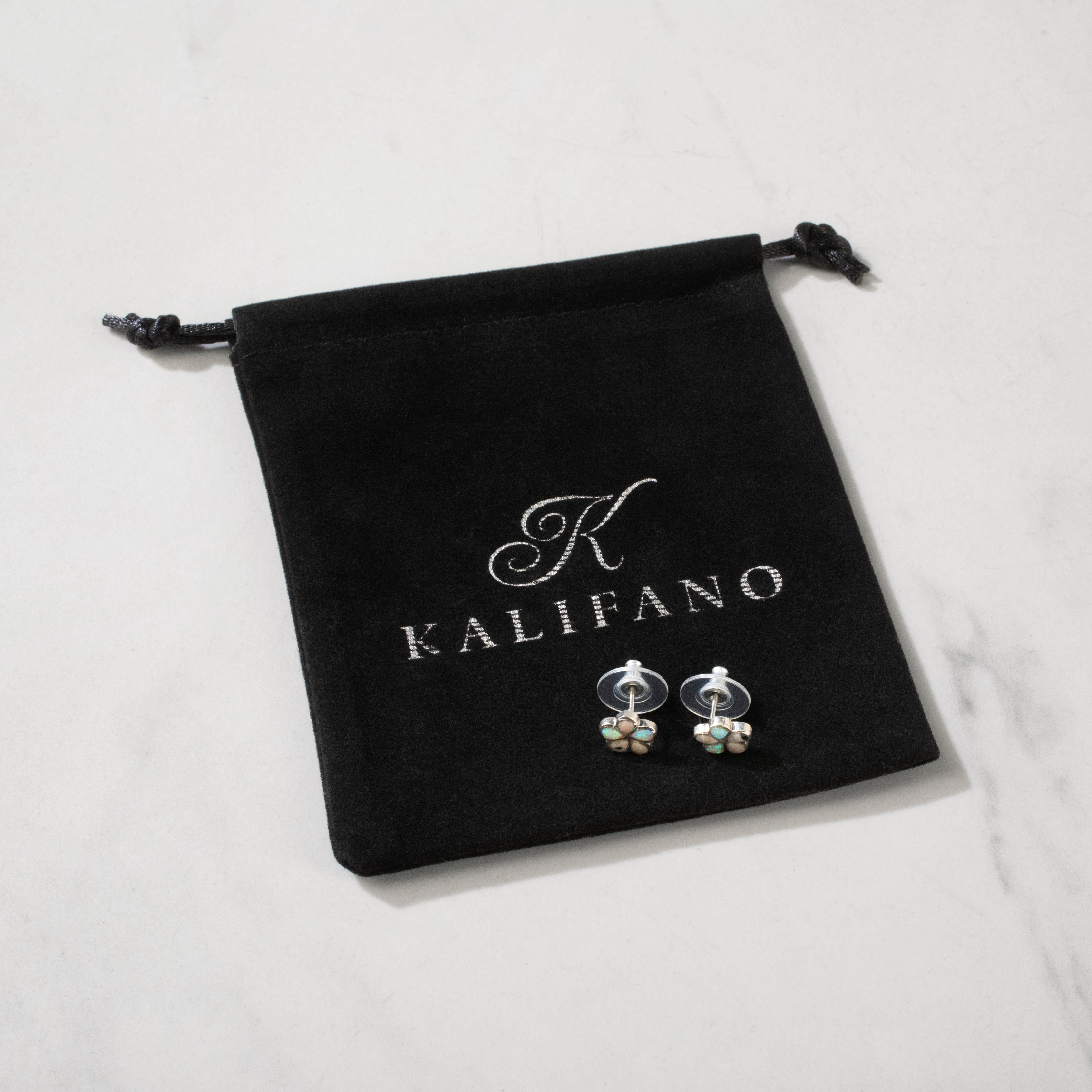 Kalifano Southwest Silver Jewelry White Buffalo Turquoise Flower 925 Sterling Silver USA Handmade Earring with Stud Backing NME.2239.WB