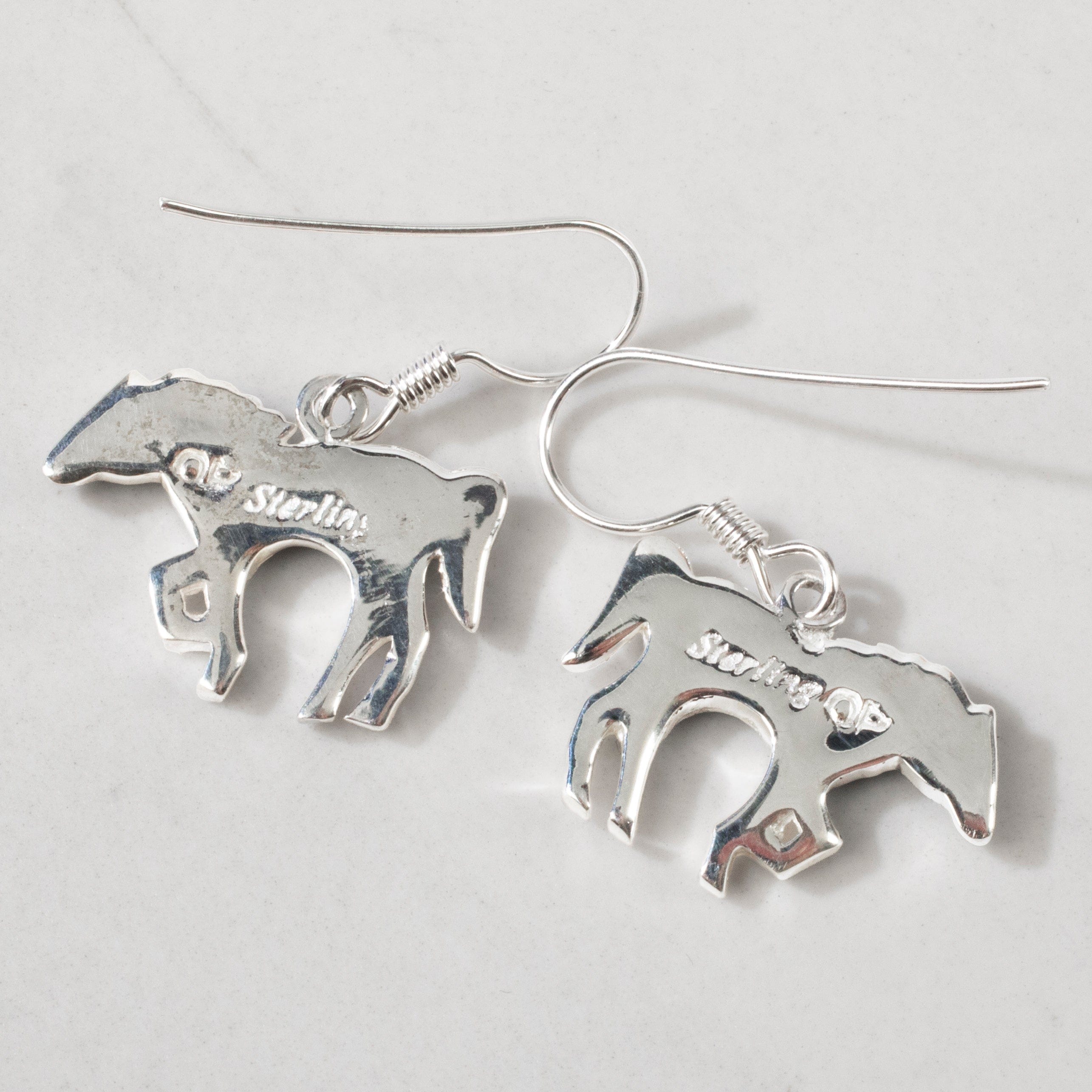 Kalifano Southwest Silver Jewelry White Buffalo Turquoise Horse USA Handmade 925 Sterling Silver Earrings with French Hook NME.1089.WB