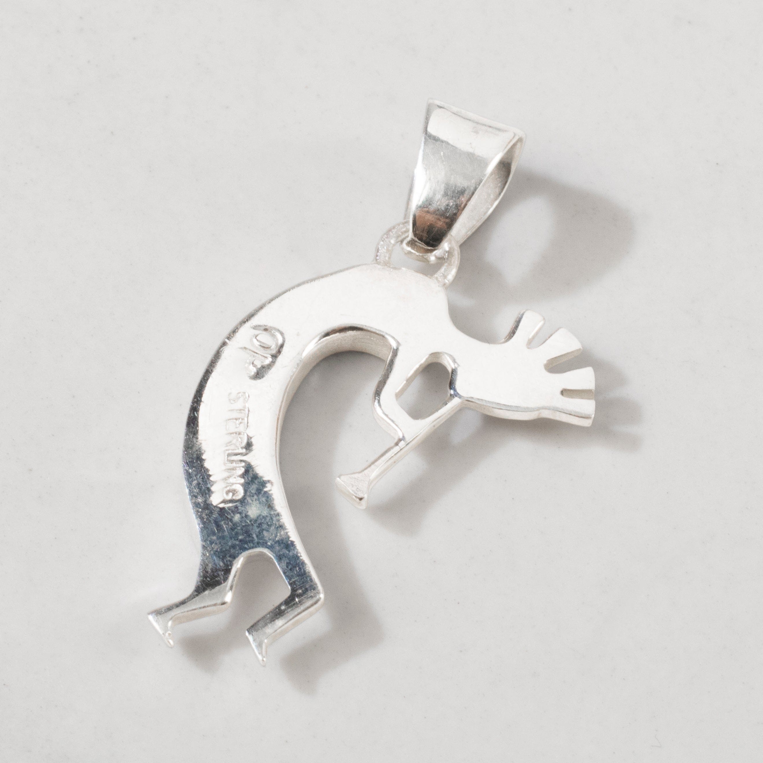 Kalifano Southwest Silver Jewelry White Buffalo Turquoise Kokopelli USA Handmade 925 Sterling Silver Pendant with Opal Accent NMN.0607.WB
