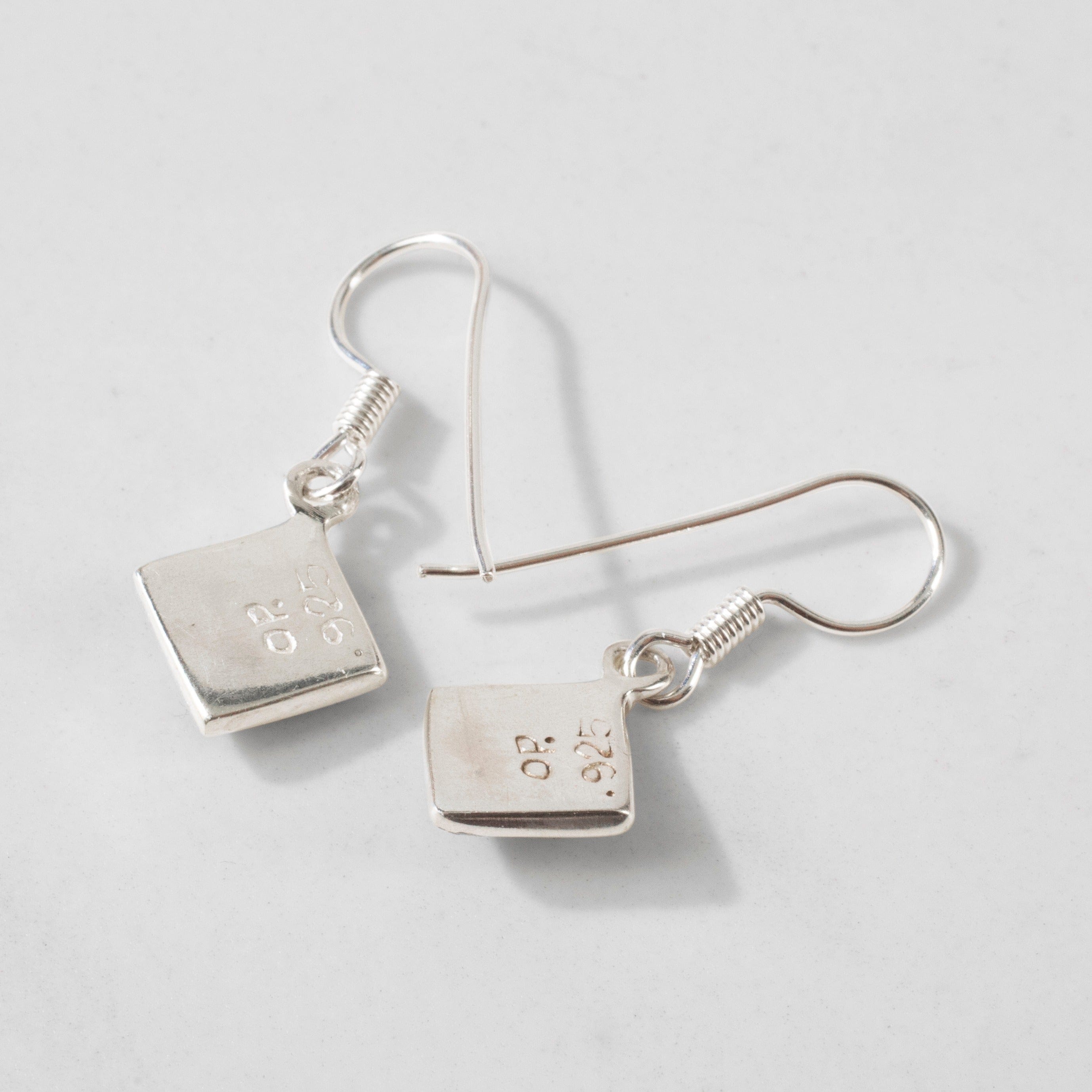 Kalifano Southwest Silver Jewelry White Buffalo Turquoise Square 925 Silver USA Handmade Earrings NME.2263.WB