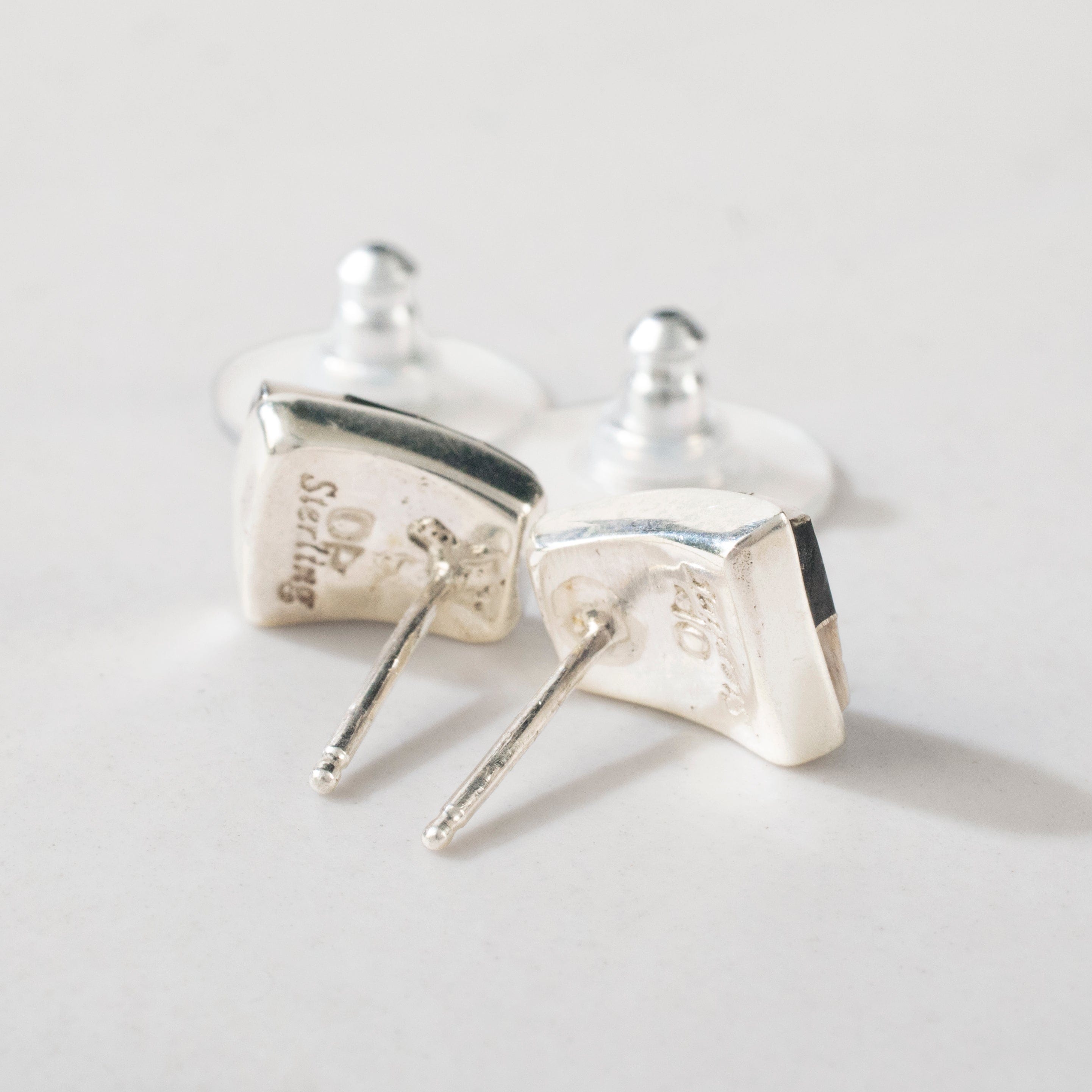 Kalifano Southwest Silver Jewelry White Buffalo Turquoise Stud 925 Sterling Silver Earring USA Handmade with Opal Accent NME.0366.WB