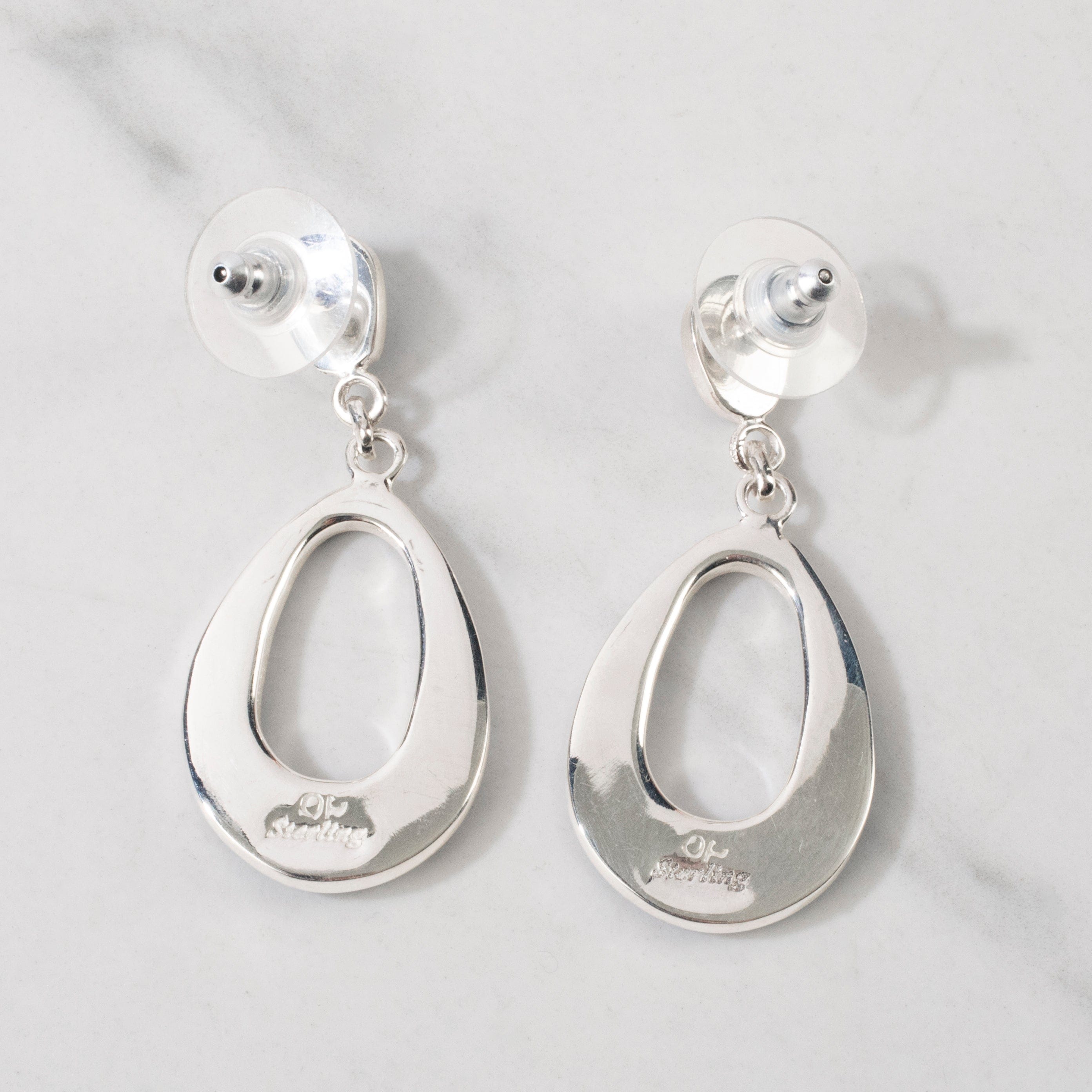 Kalifano Southwest Silver Jewelry White Buffalo Turquoise Teardrop 925 Sterling Silver USA Handamade Earrings Handmade with Stud Backing NME.0836.WB