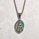 Aurora Borealis Buddha Steel Hearts Necklace