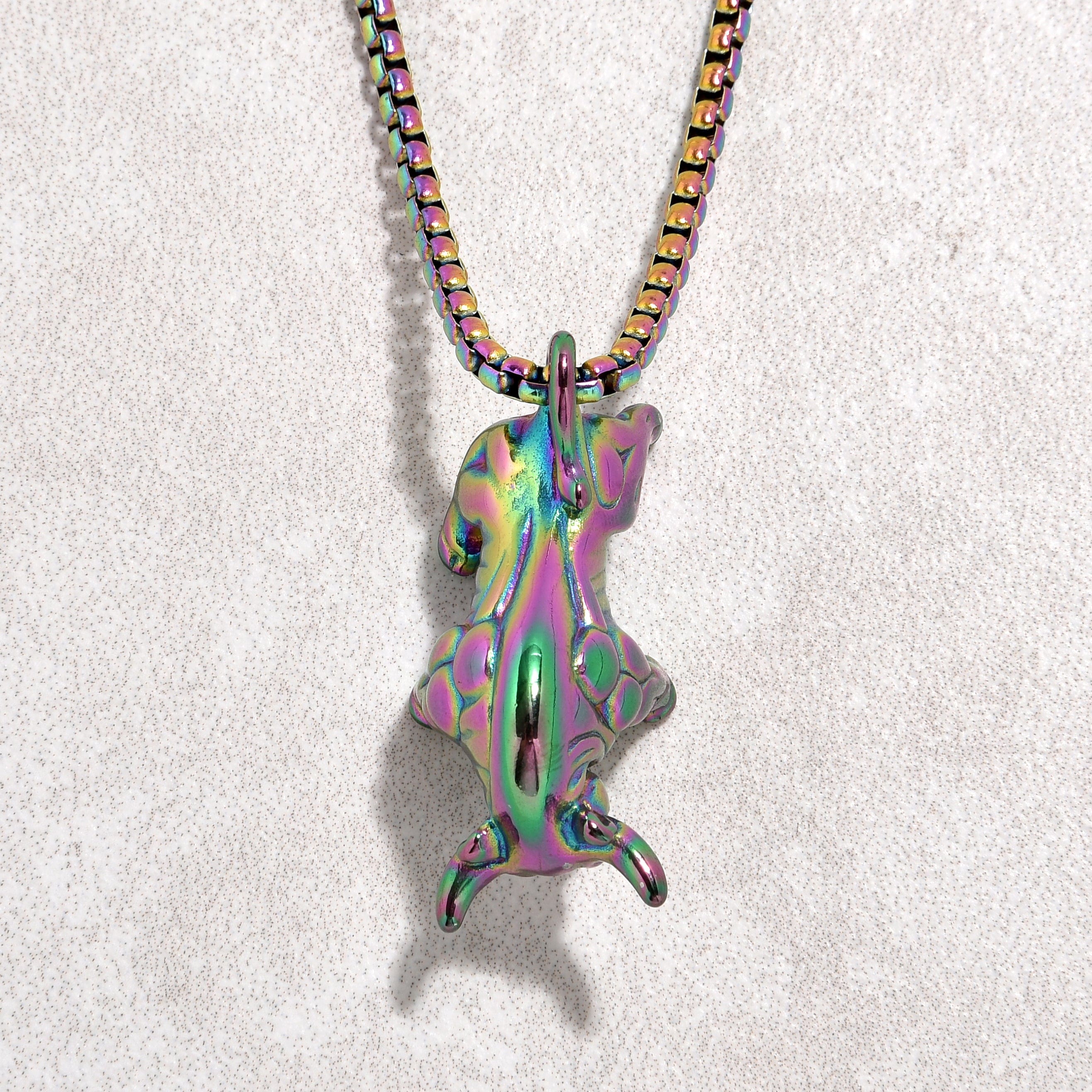 Kalifano Steel Hearts Jewelry Aurora Borealis Bull Steel Hearts Necklace SHN526-AB