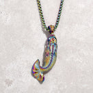 Aurora Borealis Carp Fish Steel Hearts Necklace