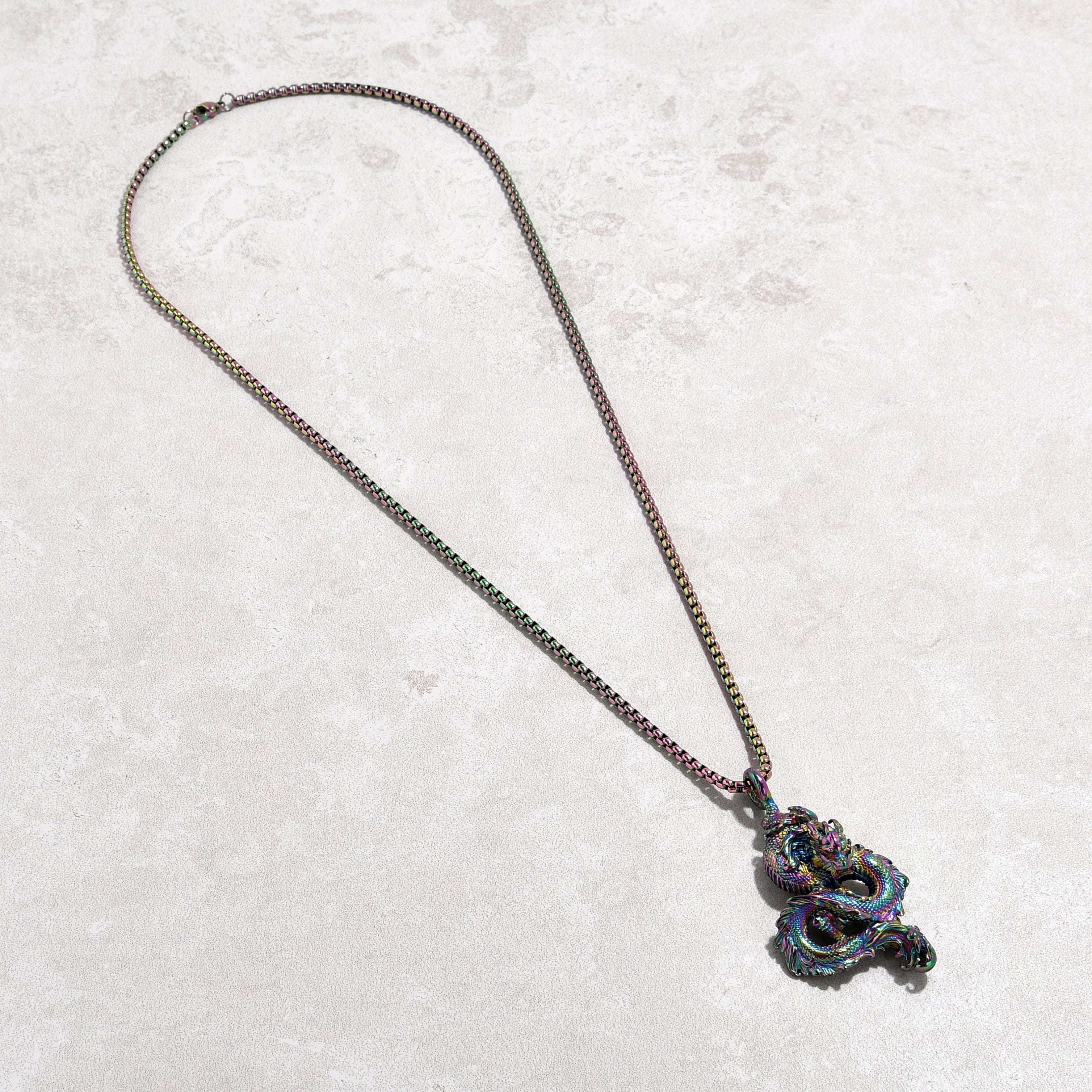 Kalifano Steel Hearts Jewelry Aurora Borealis Dragon Steel Hearts Necklace SHN516-AB