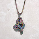 Aurora Borealis Dragon Steel Hearts Necklace
