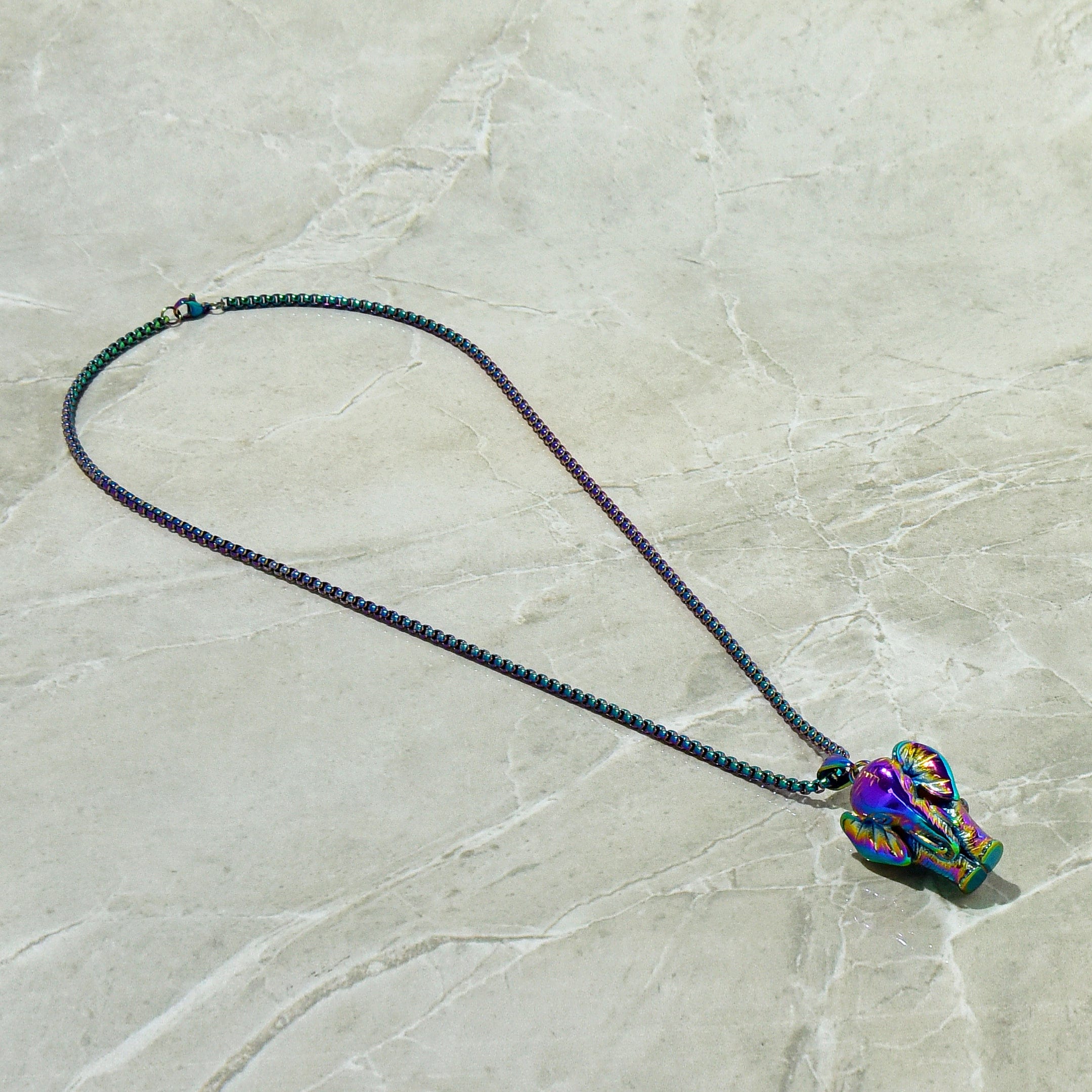 Kalifano Steel Hearts Jewelry Aurora Borealis Elephant Steel Hearts Necklace SHN514-AB