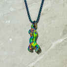 Aurora Borealis Jaguar Steel Hearts Necklace