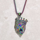 Aurora Borealis Lion Steel Hearts Necklace
