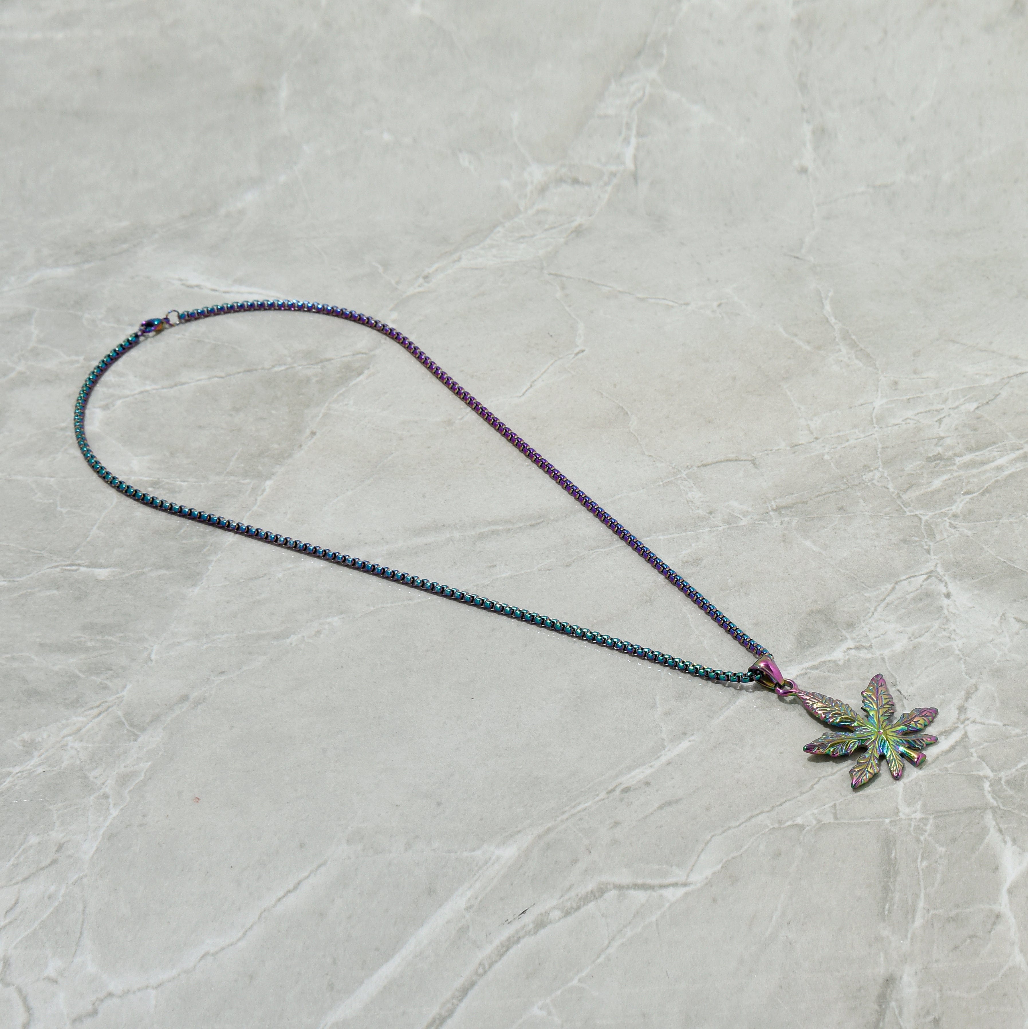 Kalifano Steel Hearts Jewelry Aurora Borealis Maple Steel Hearts Necklace SHN503-AB