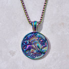 Aurora Borealis Phoenix Bird Steel Hearts Necklace