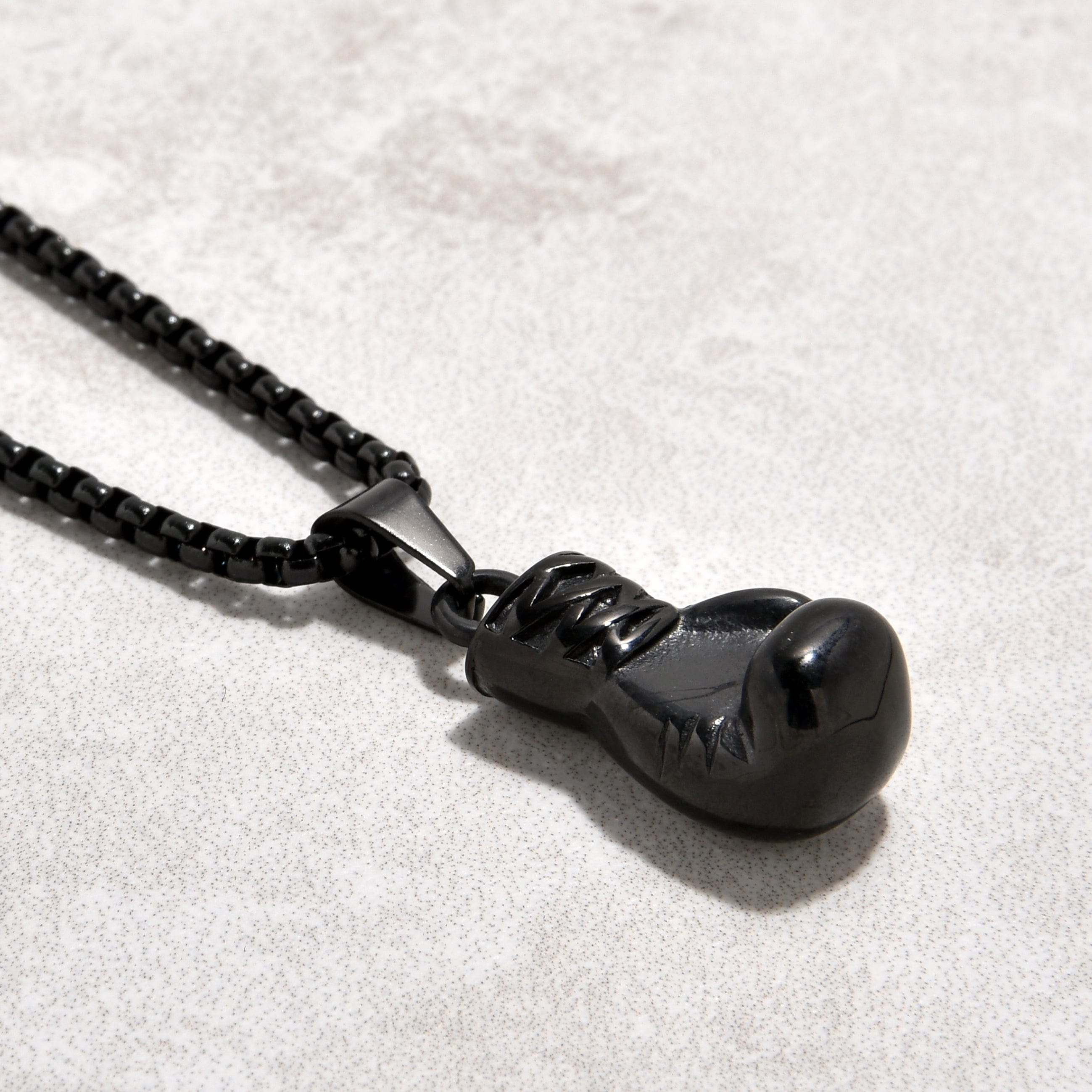 Kalifano Steel Hearts Jewelry Black Boxing Gloves Steel Hearts Necklace SHN531-B