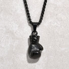 Black Boxing Gloves Steel Hearts Necklace