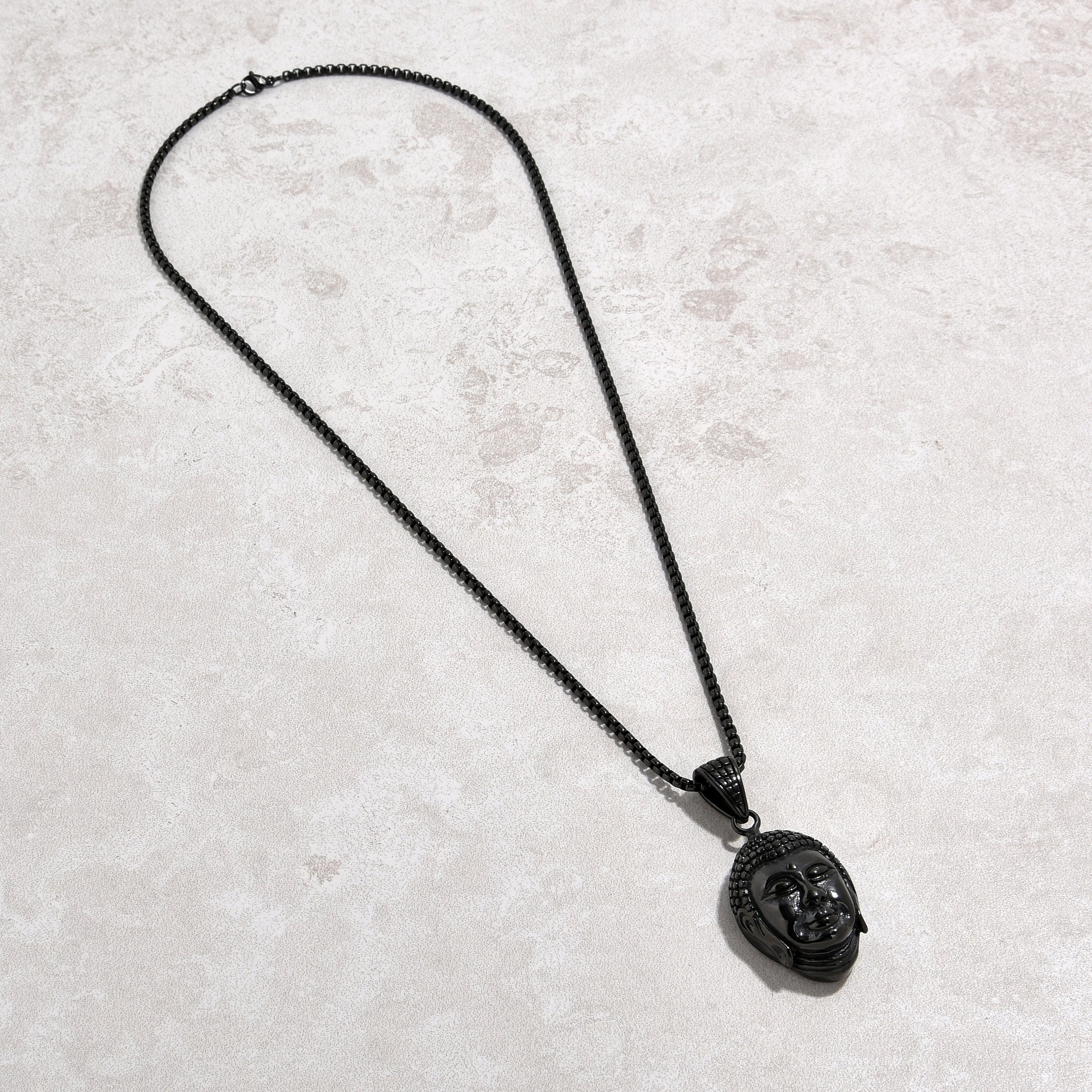Kalifano Steel Hearts Jewelry Black Buddha Steel Hearts Necklace SHN522-B