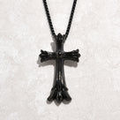 Black Cross Steel Hearts Necklace