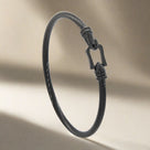 Black Derby Cable Braided Steel Hearts Bracelet