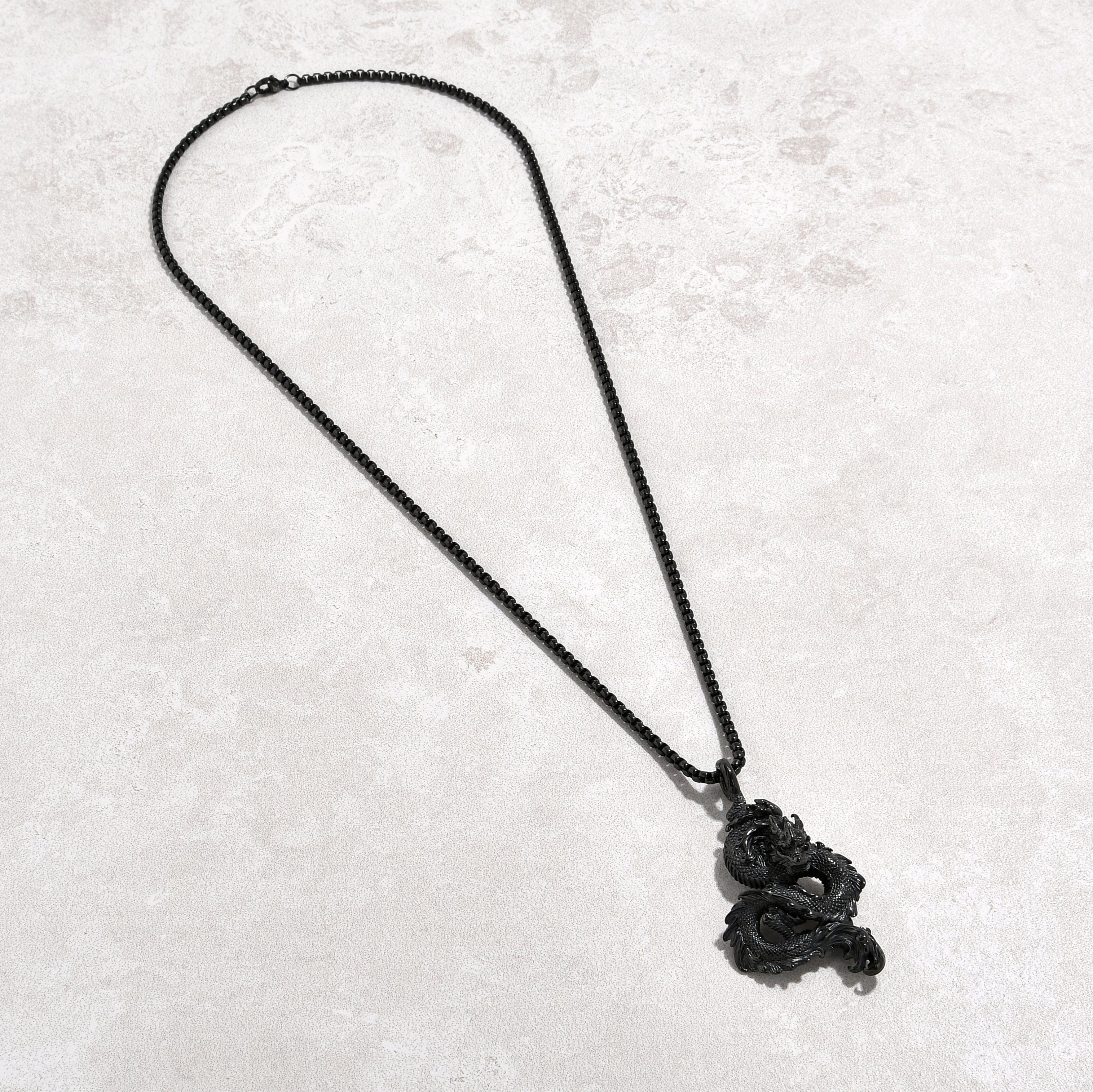 Kalifano Steel Hearts Jewelry Black Dragon Steel Hearts Necklace SHN516-B