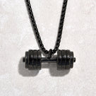 Black Dumbbell Steel Hearts Necklace