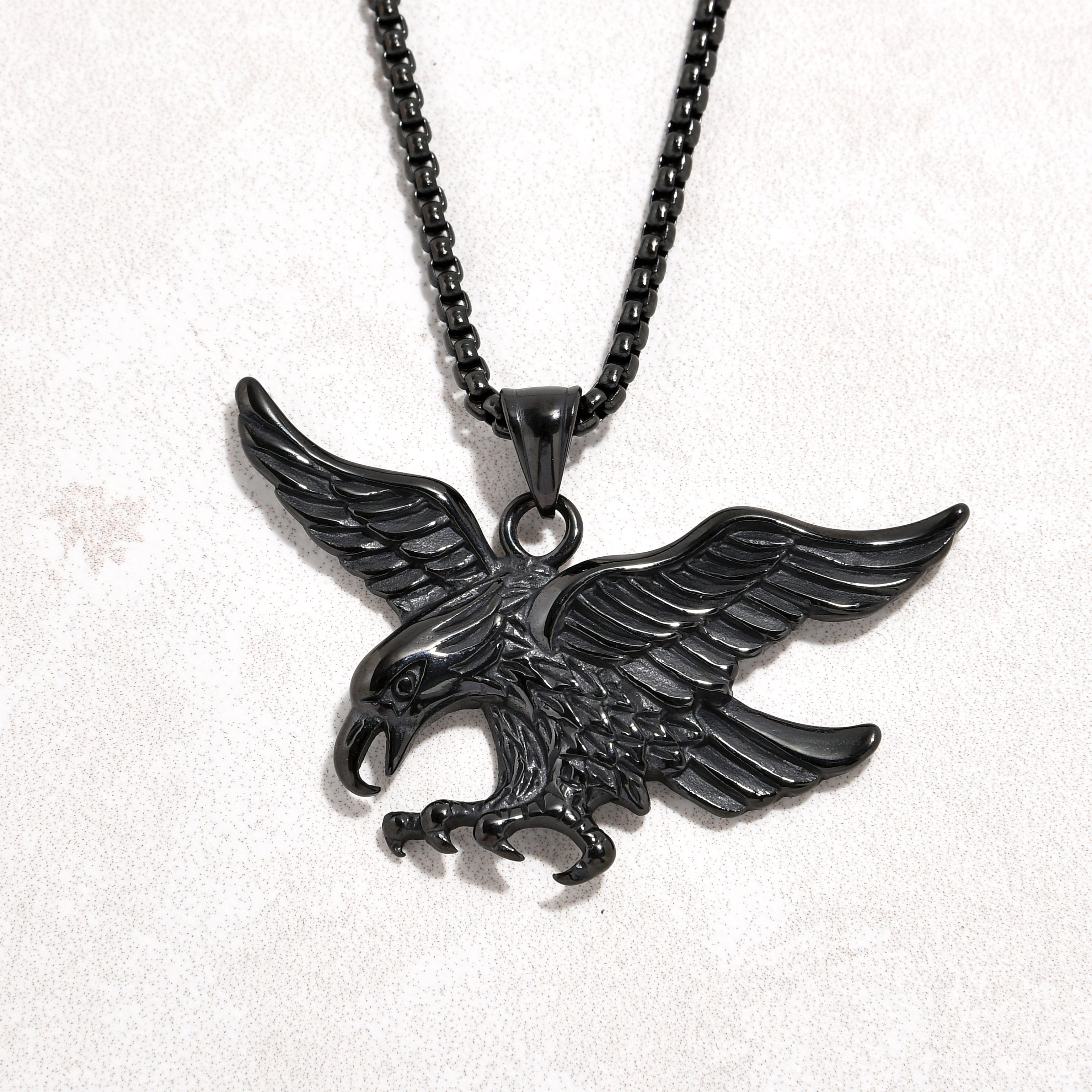 Kalifano Steel Hearts Jewelry Black Eagle Steel Hearts Necklace SHN508-B