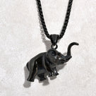 Black Elephant Steel Hearts Necklace