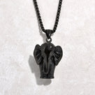 Black Elephant Steel Hearts Necklace