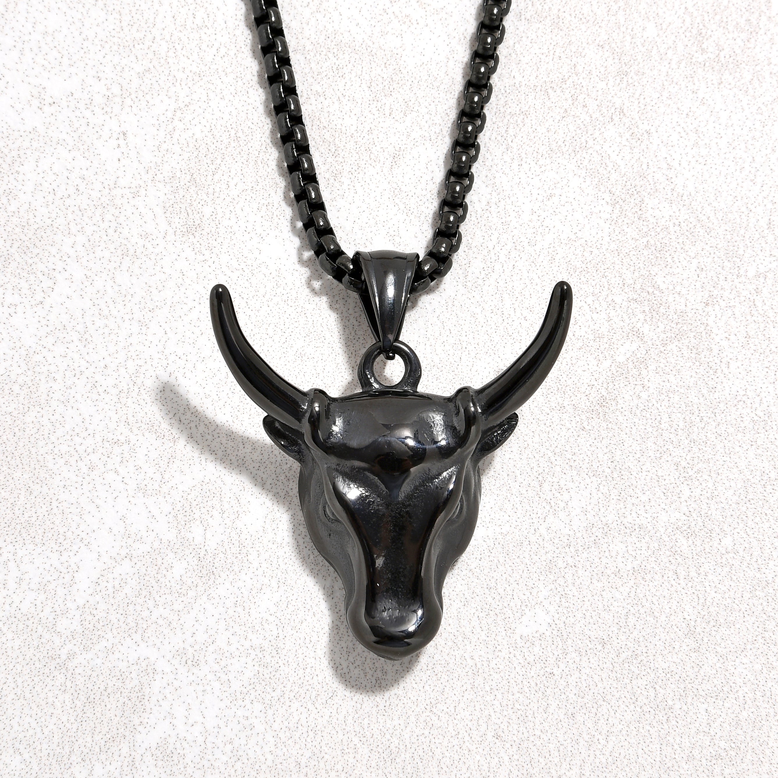 Kalifano Steel Hearts Jewelry Black Gun Metal Bull Head Steel Hearts Necklace SHN517-B