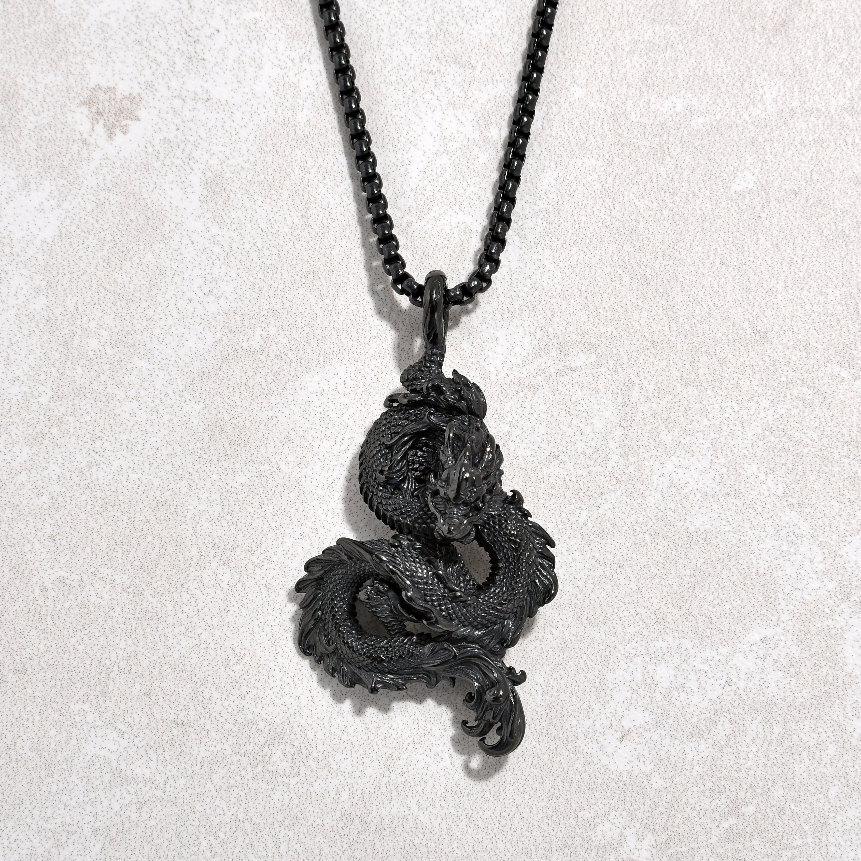 Kalifano Steel Hearts Jewelry Black Gun Metal Dragon Steel Hearts Necklace SHN516-B