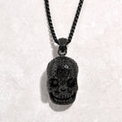 Black Skull Steel Hearts Necklace