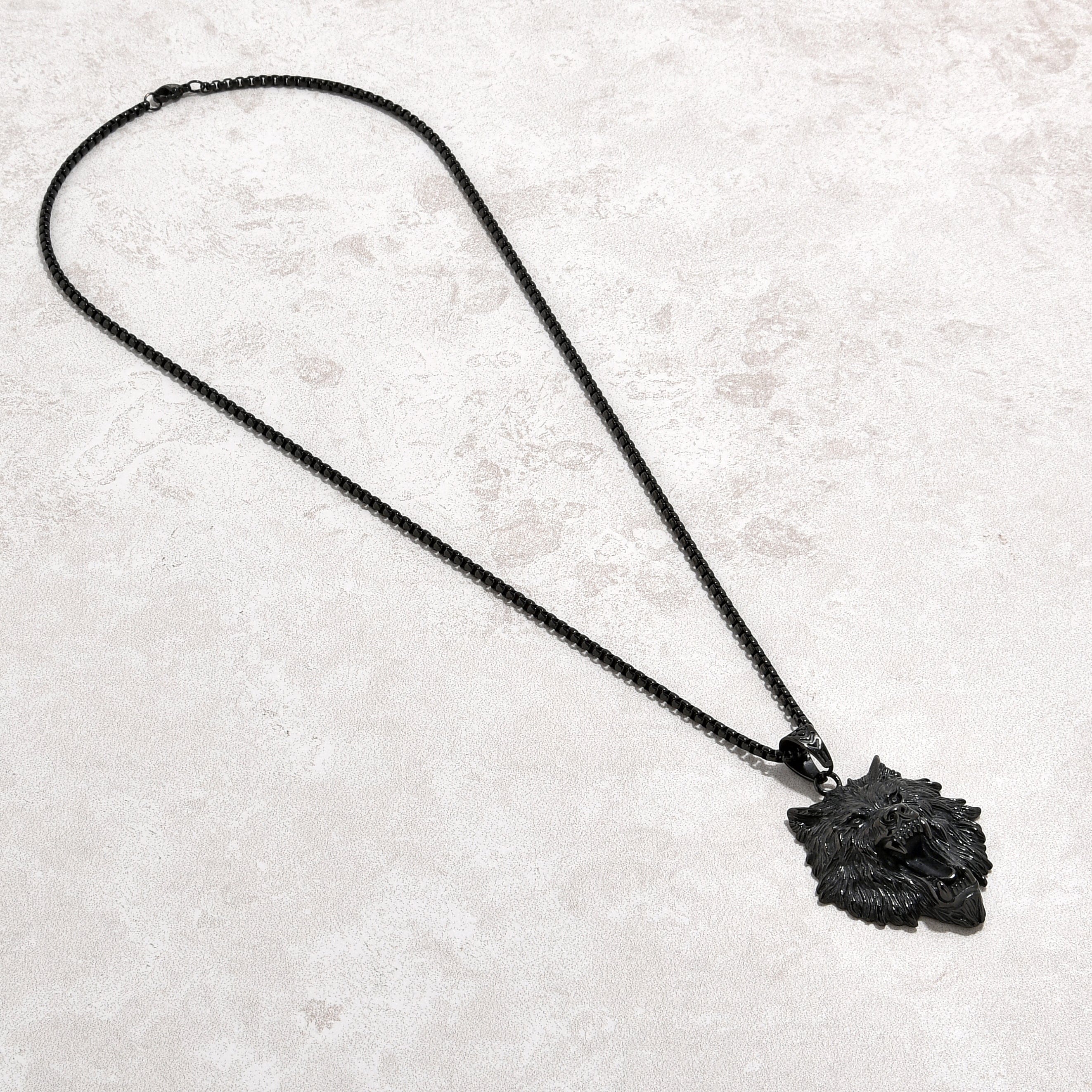 Kalifano Steel Hearts Jewelry Black Wolf Steel Hearts Necklace SHN528-B