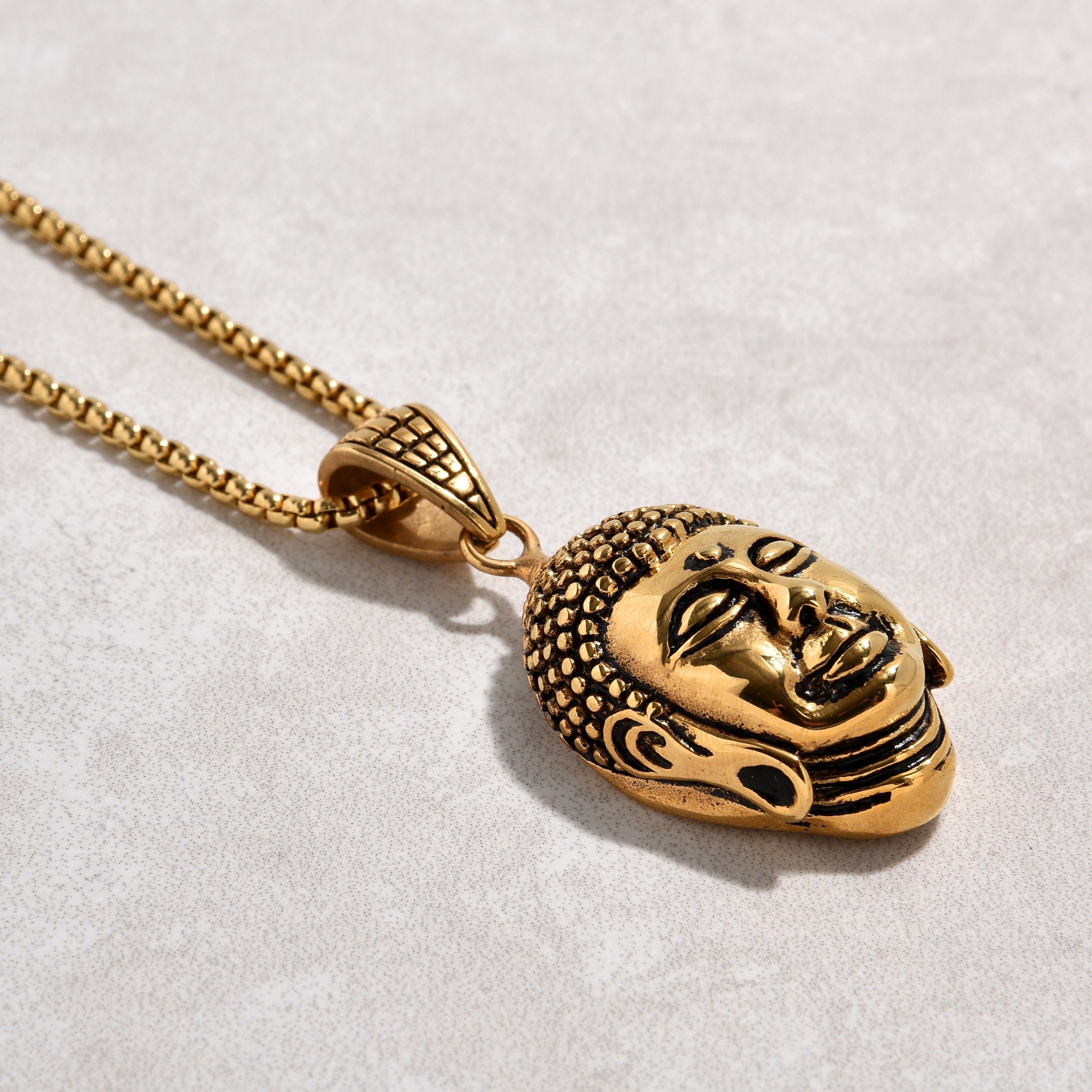 Kalifano Steel Hearts Jewelry Gold Buddha Steel Hearts Necklace SHN522-G