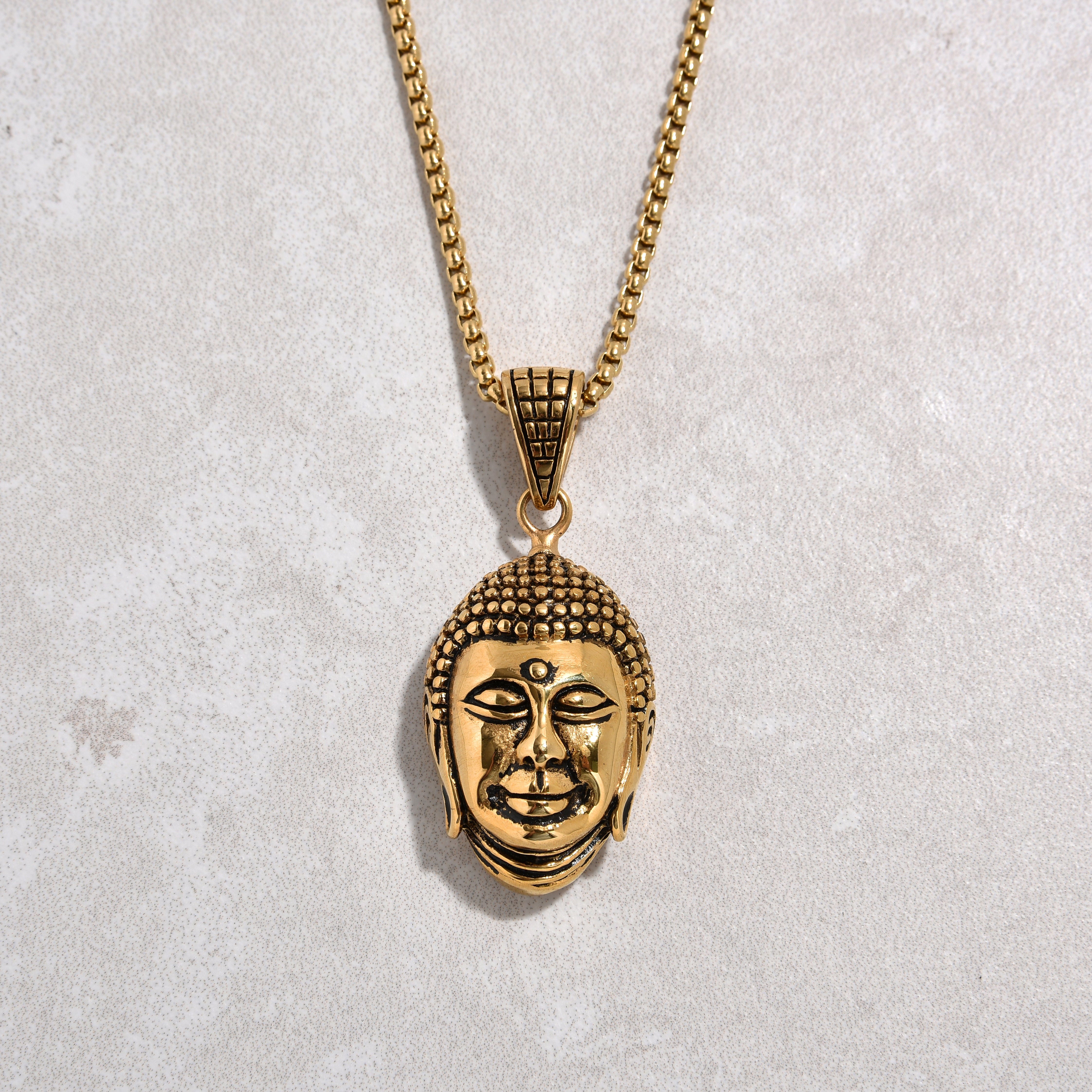 Kalifano Steel Hearts Jewelry Gold Buddha Steel Hearts Necklace SHN522-G