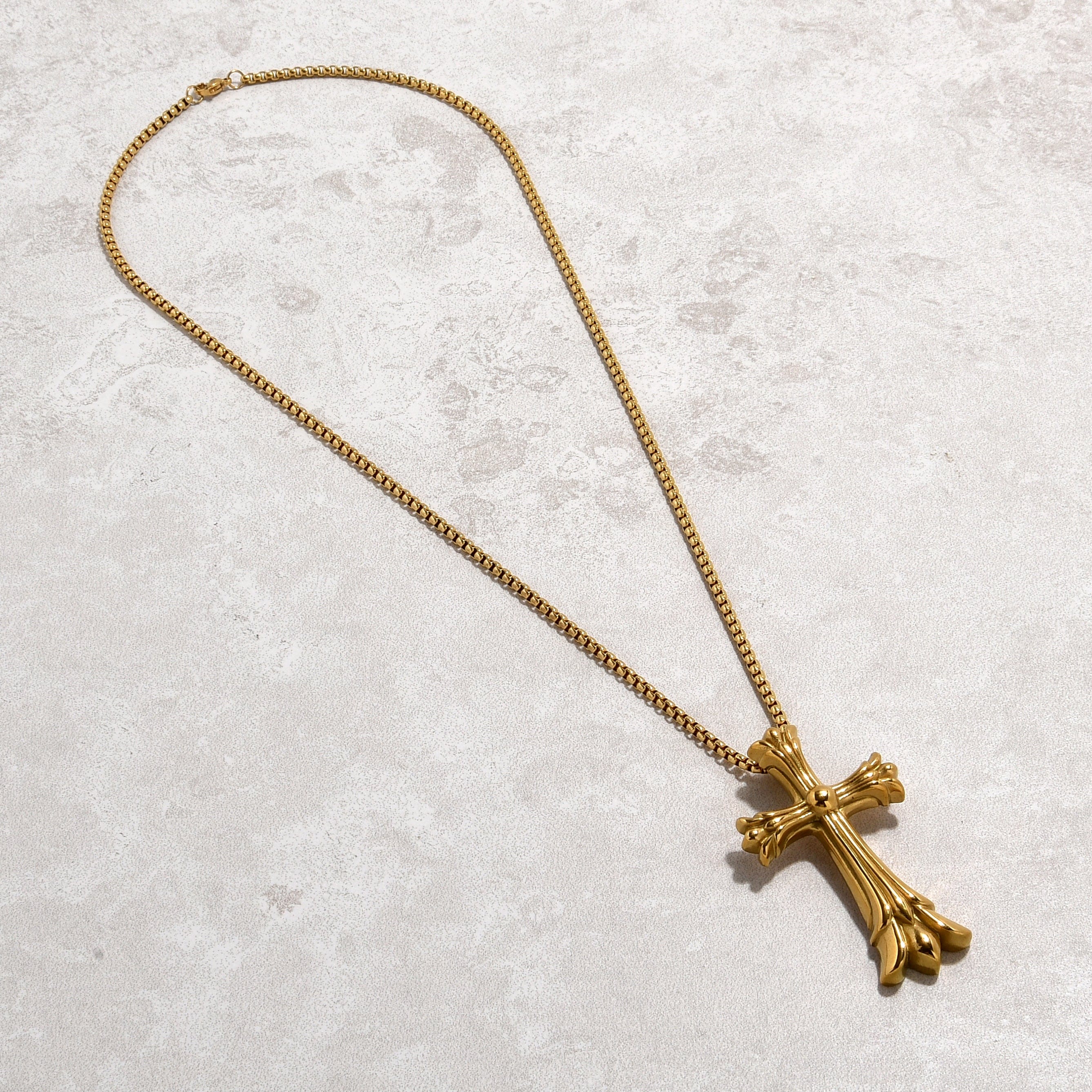Kalifano Steel Hearts Jewelry Gold Cross Steel Hearts Necklace SHN530-G