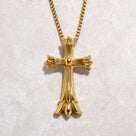 Gold Cross Steel Hearts Necklace