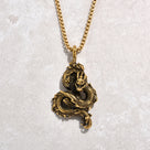 Gold Dragon Steel Hearts Necklace