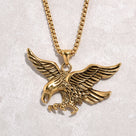 Gold Eagle Steel Hearts Necklace