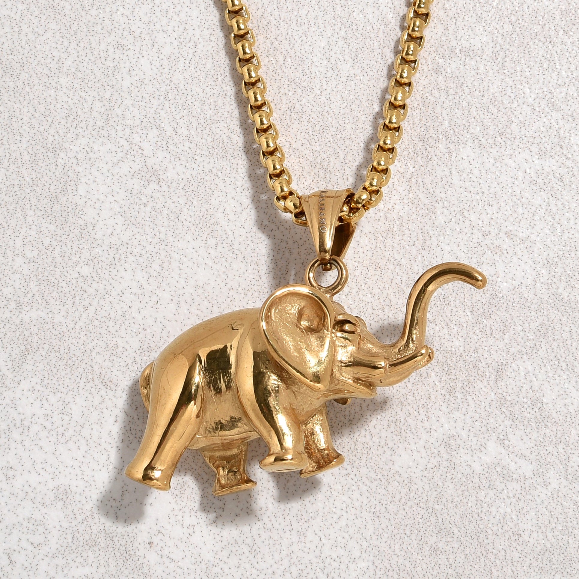 Kalifano Steel Hearts Jewelry Gold Elephant Steel Hearts Necklace SHN511-G